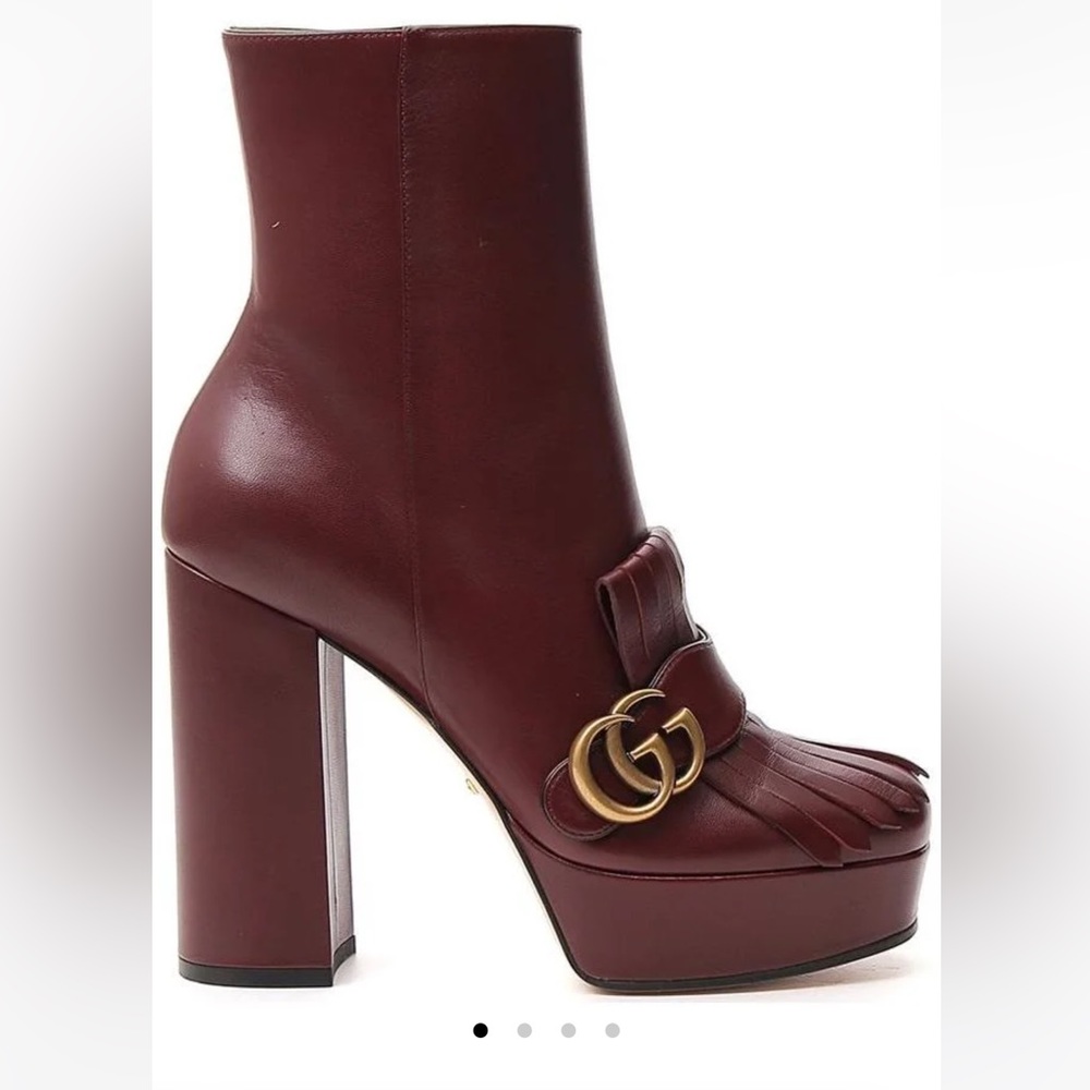 Authentic Gucci Marmont Fringe Platform Ankle Boots - Picture 9 of 11